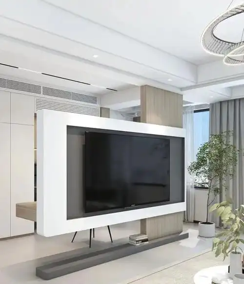 这会导致沙发背景墙后悬空没有靠山,在风水上有一定的讲究,下面设计师