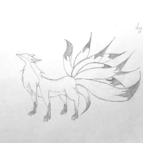 简单好看的九尾狐简笔画图片