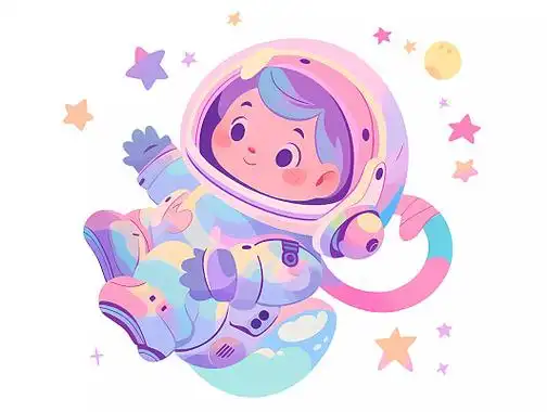 白底卡通可爱小宇航员探索太空元素