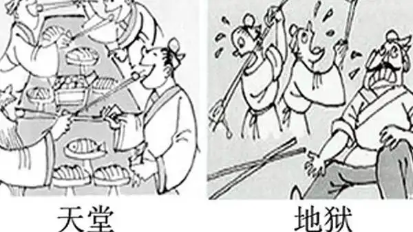 有关上帝给每个人长勺子天堂和地狱截然不同的寓意