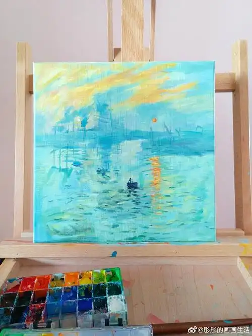 设计美学##遇见艺术##装饰画##莫奈日出印象展##手绘