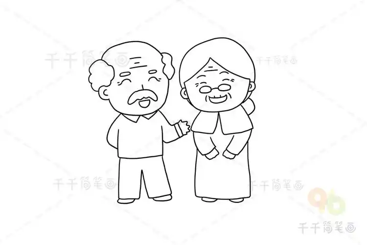 重阳节儿童绘画亲爱的爷爷奶奶简笔画