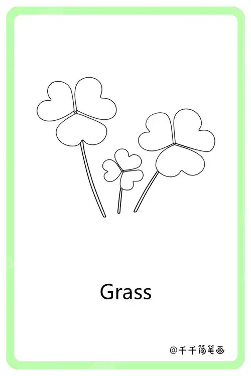 儿童英语词汇认知 草grass_植物英文认知简笔画