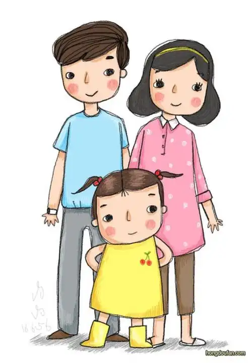 我的爸爸和妈妈一家人手绘卡通儿童简笔画大全