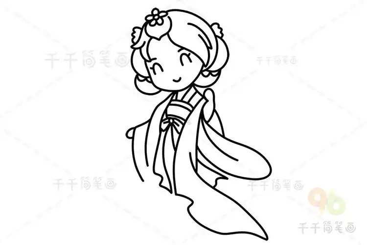 简单的古代女孩简笔画画法