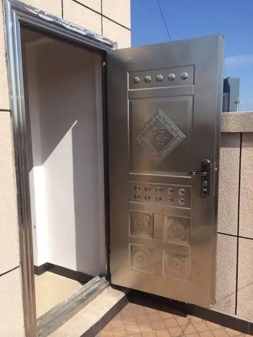 304不锈钢门防盗进户白钢农村入户201不绣钢工程钢质楼宇家用大门玫瑰