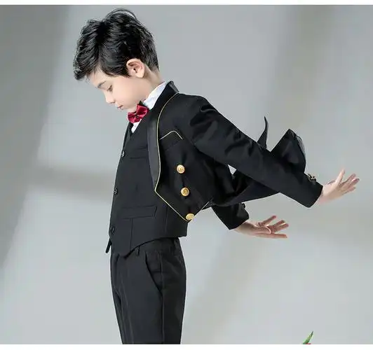 商场同款男童燕尾服儿童西装套装男孩礼服钢琴演出服大童帅气小主持人