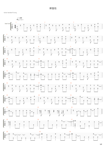新宝岛吉他谱(gtp谱,指弹)_サカナクション(鱼韵 / sakanaction)