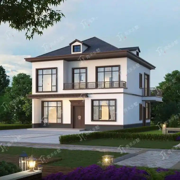 简单二层砖混带阳台农村别墅,占地120平.建筑特点 图纸编号 - 抖音