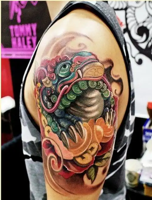 胸口胸部金蟾吉祥纹身图之金蟾如意纹身手稿图案tag标签:个性吉祥如意