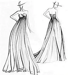 晚礼服抹胸款式简笔画