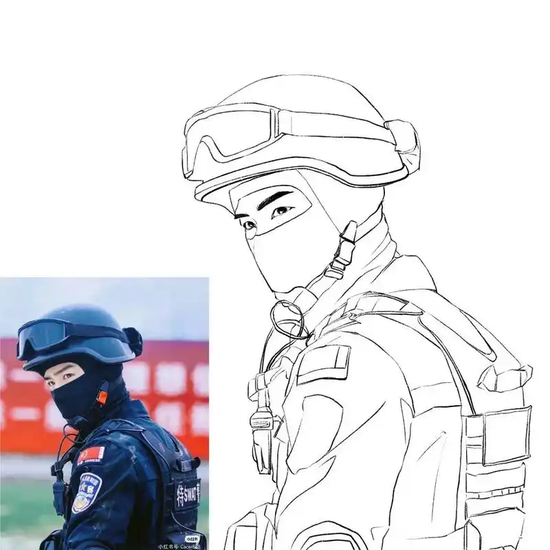 77155/36手绘特警头像|帅气的邢克垒 小白在我的城池营垒里是真的