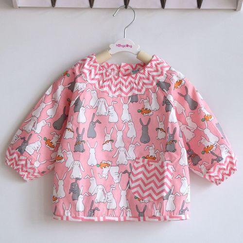 宝宝罩衣男童女孩纯棉防脏吃饭衣儿童长袖防水反穿罩衫婴幼儿护衣