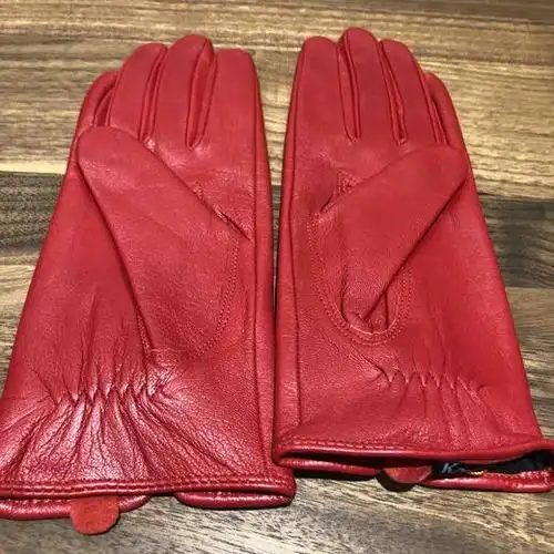 进口小羊皮红色皮手套