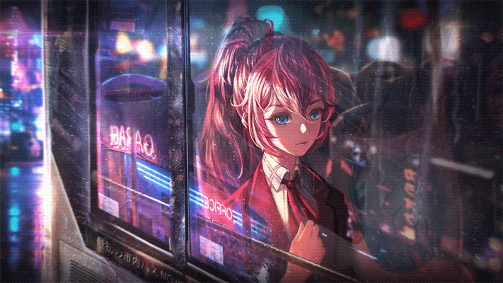 霓虹雨夜插画vgamevillato4k
