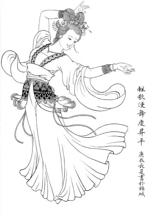 刘公华白描仕女图欣赏二
