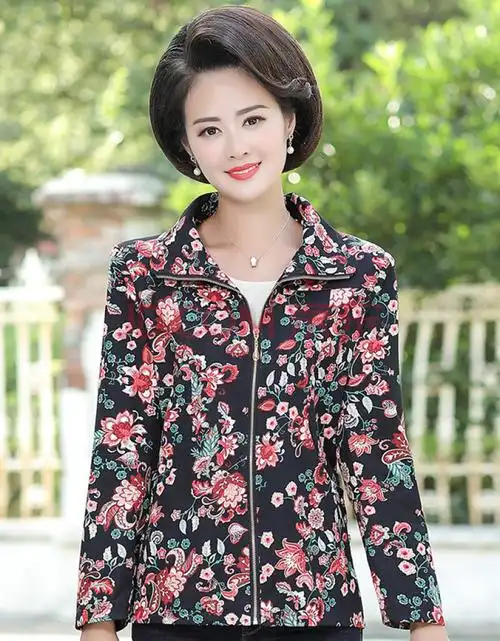 【时尚春装】胖妈妈穿的中年妇女加肥加大春秋外套妈妈春装女装长袖翻