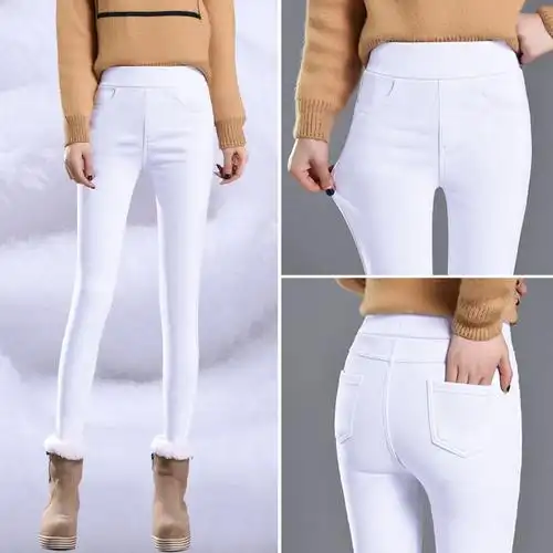 白色打底裤女外穿秋季新款高腰九分长裤弹力紧身显瘦小脚裤大码