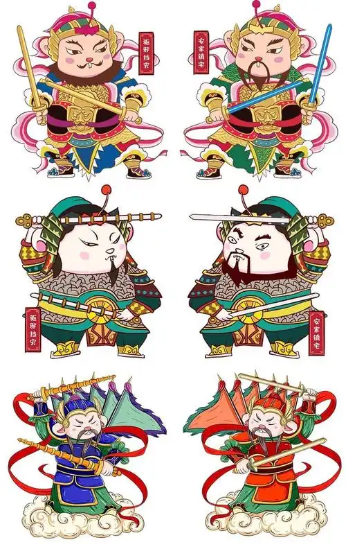 趣画威武的门神