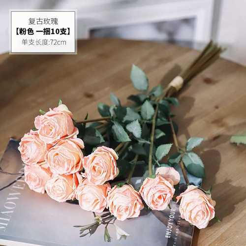 正品御三泥摆件花艺花束vintage复古多洛塔黄玫瑰ins风仿真花假花