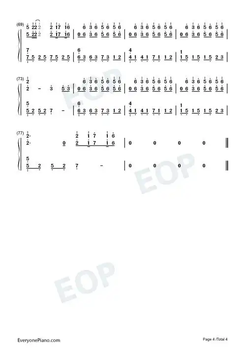 2020年新主题曲双手简谱预览4-钢琴谱文件(五线谱,双手简谱,数字谱