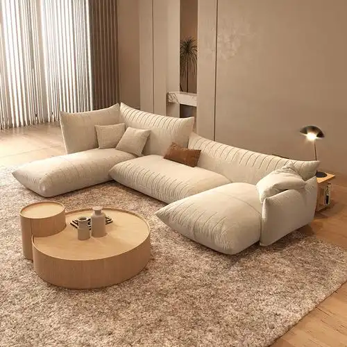 粤府北欧小户型布艺沙发网红豆腐块小沙发双人三人位日式极简柔软