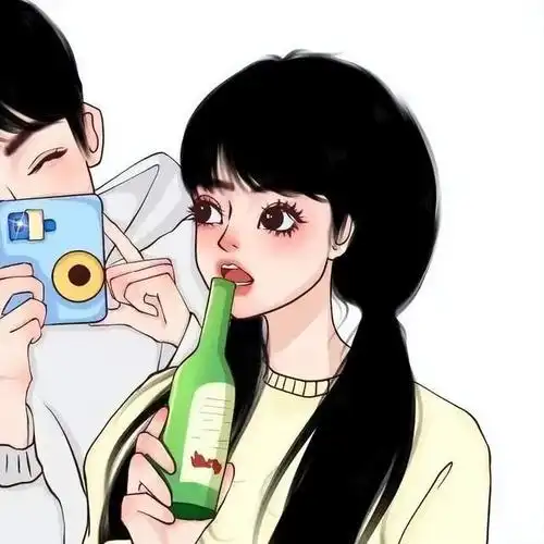 甜到心巴的情侣头像,手绘情头,真人情头