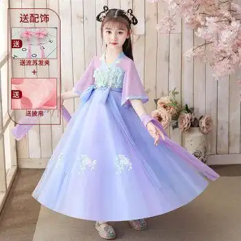 萌恬声汉服女童夏季古风女装儿童古筝小女孩仙女裙小学生古装超仙公主