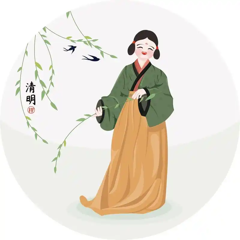 清明—24节气国风插画.清明插柳#国风古韵 #传统文化 ## - 抖音