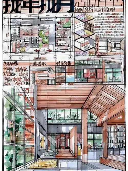 环艺考研室内快题设计手绘方案活动中心