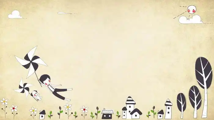 5张插画风格的卡通ppt背景图片