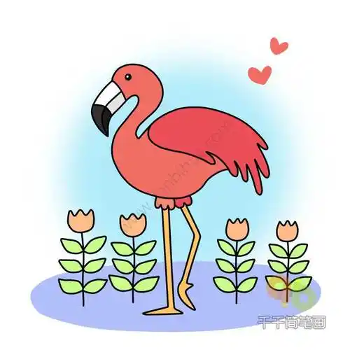 火烈鸟简笔画9月最新 火烈鸟简笔画图片 - 水彩迷