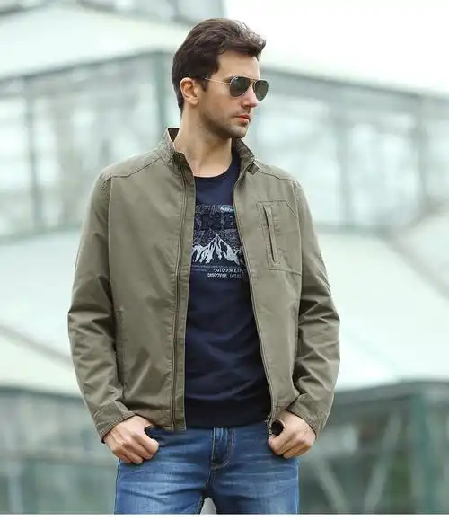 骆驼男士夹克立领jacket秋冬装加棉加厚款商务休闲大码男装外套男