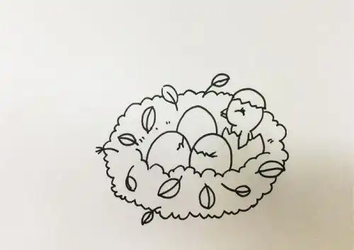 简单树上鸟窝简笔画步骤图解卡通彩色鸟窝简笔画怎么画