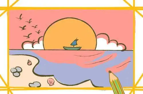 黄昏落日简笔画