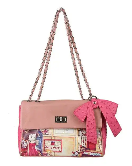 贝蒂betty boop 女款高级梅红侧肩袋