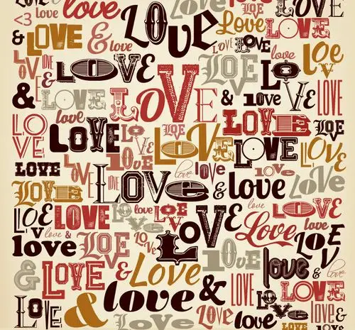 爱的艺术字无缝背景矢量图_矢量字体_懒人图库