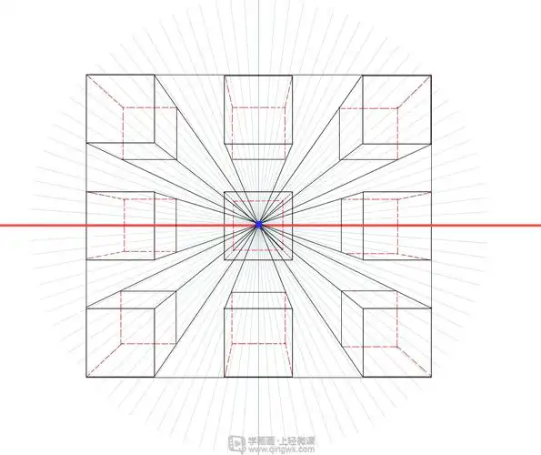 临摹一点透视正方体—绘画基础透视的练习