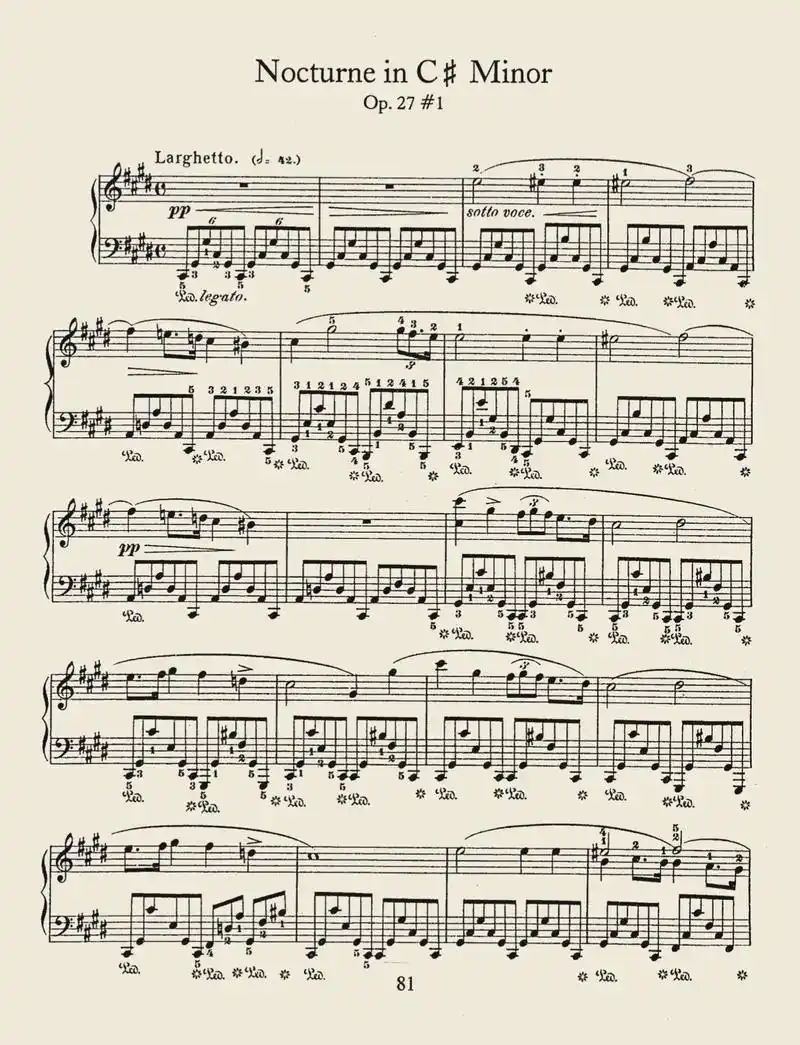 肖邦 升c小调夜曲 op.27 no.1 #琴谱 #古典音乐 - 抖音