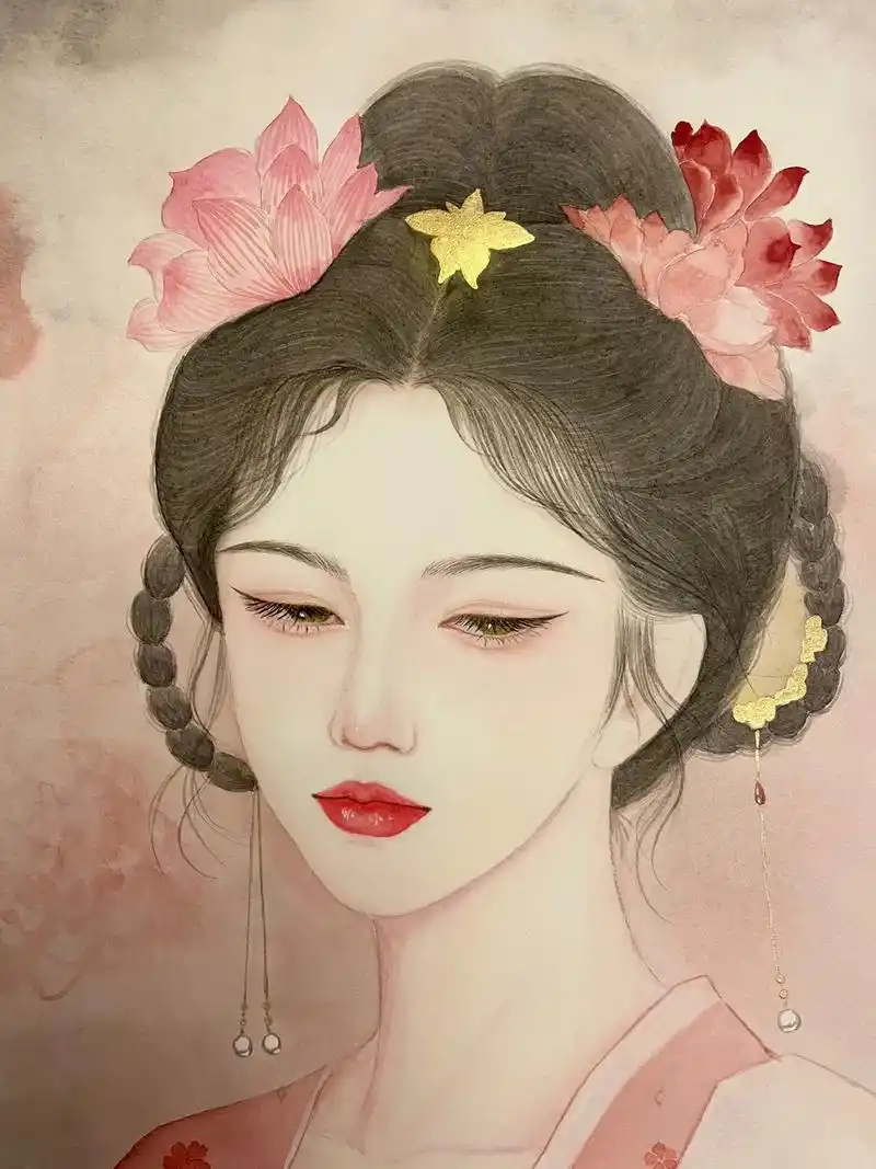 我的抖音生活日记 #水彩 #古风美人 #古风人物绘画 #国 - 抖音