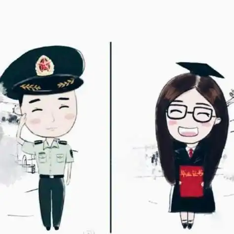 军恋情侣简笔画