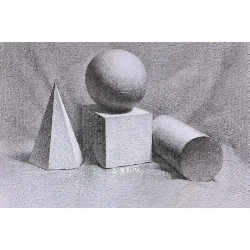 素描静物石膏几何体组合完整步骤图.##零基础学画画 #美术生 - 抖音