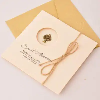 折纸卡片复古风粉彩套快乐曰中秋定制精美小签名信封袋感谢贺卡