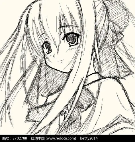 手绘漫画少女线稿