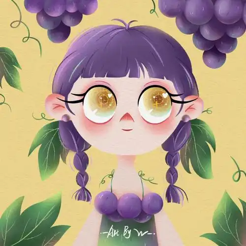 原创插画|水果女孩之葡萄🍇