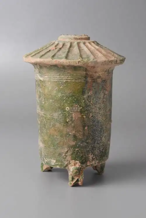 汉代绿釉谷仓壶