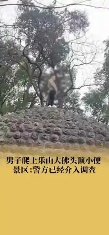 景区回应男子在乐山大佛头顶小便警方已经介入调查