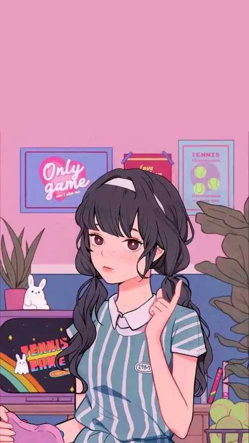 一组卡通人物插画壁纸,少女心爆棚
