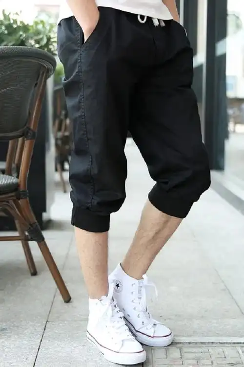 男短裤七分夏季休闲运动裤跑步宽松哈伦裤7分裤韩版修身男士短裤