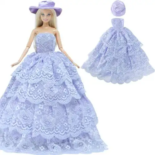 迪士尼【商超新品】芭比娃娃婚纱裙30cm娃娃裙子换拖尾礼服公主女孩